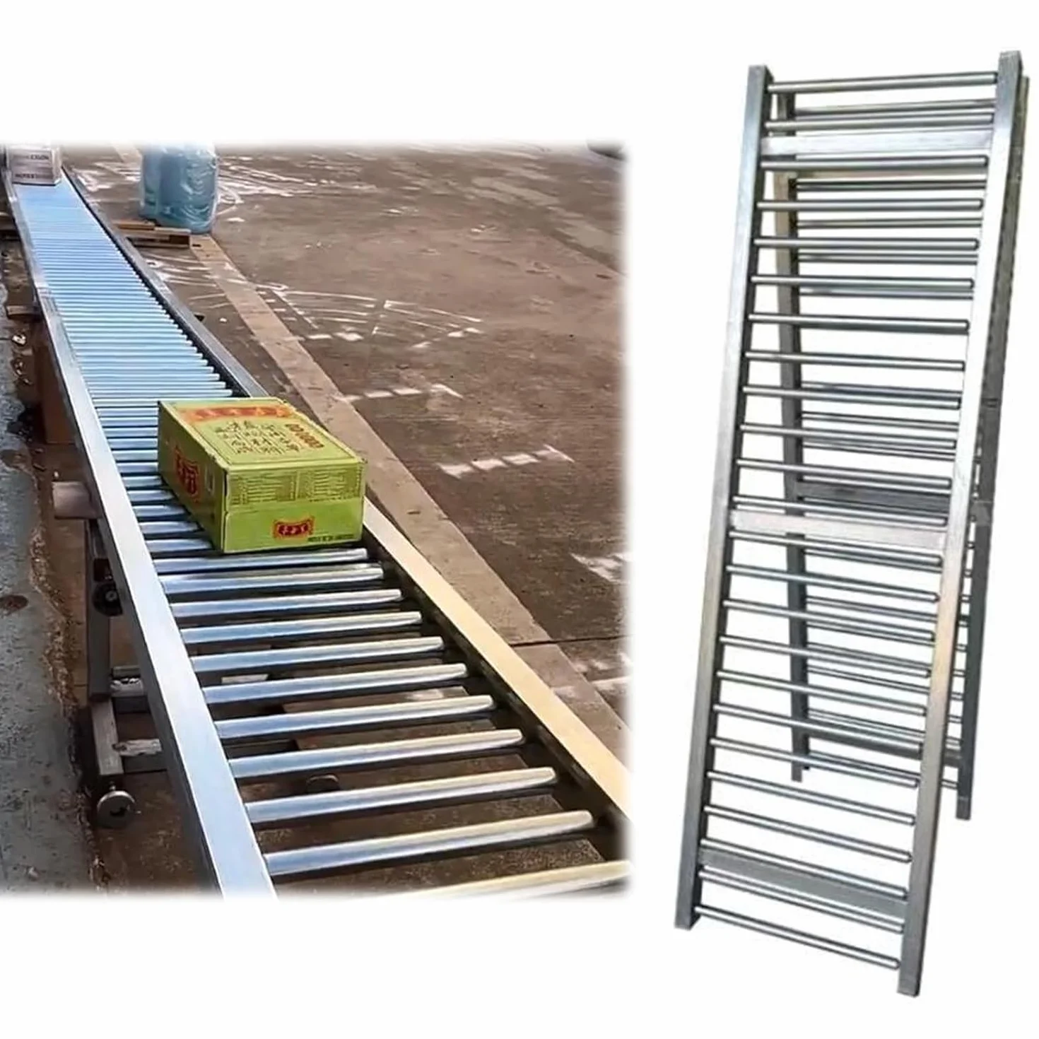Rullo Trasportatore 30 40 50 60 cm di larghezza Nastro trasportatore a rulli commerciale, Trasportatore a gravità in acciaio pieghevole per camion commerciali e magazzini(W 60cm(24 In),3m/9.8ft