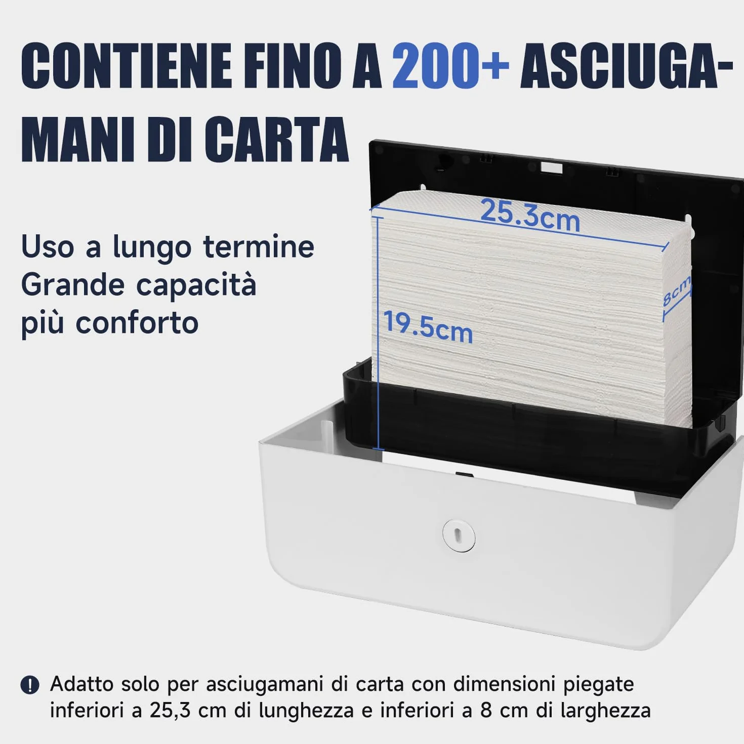 AIKE Dispenser Carta Asciugamani da Parete per Z-Fold 25,3 x 8 cm 200 Fogli