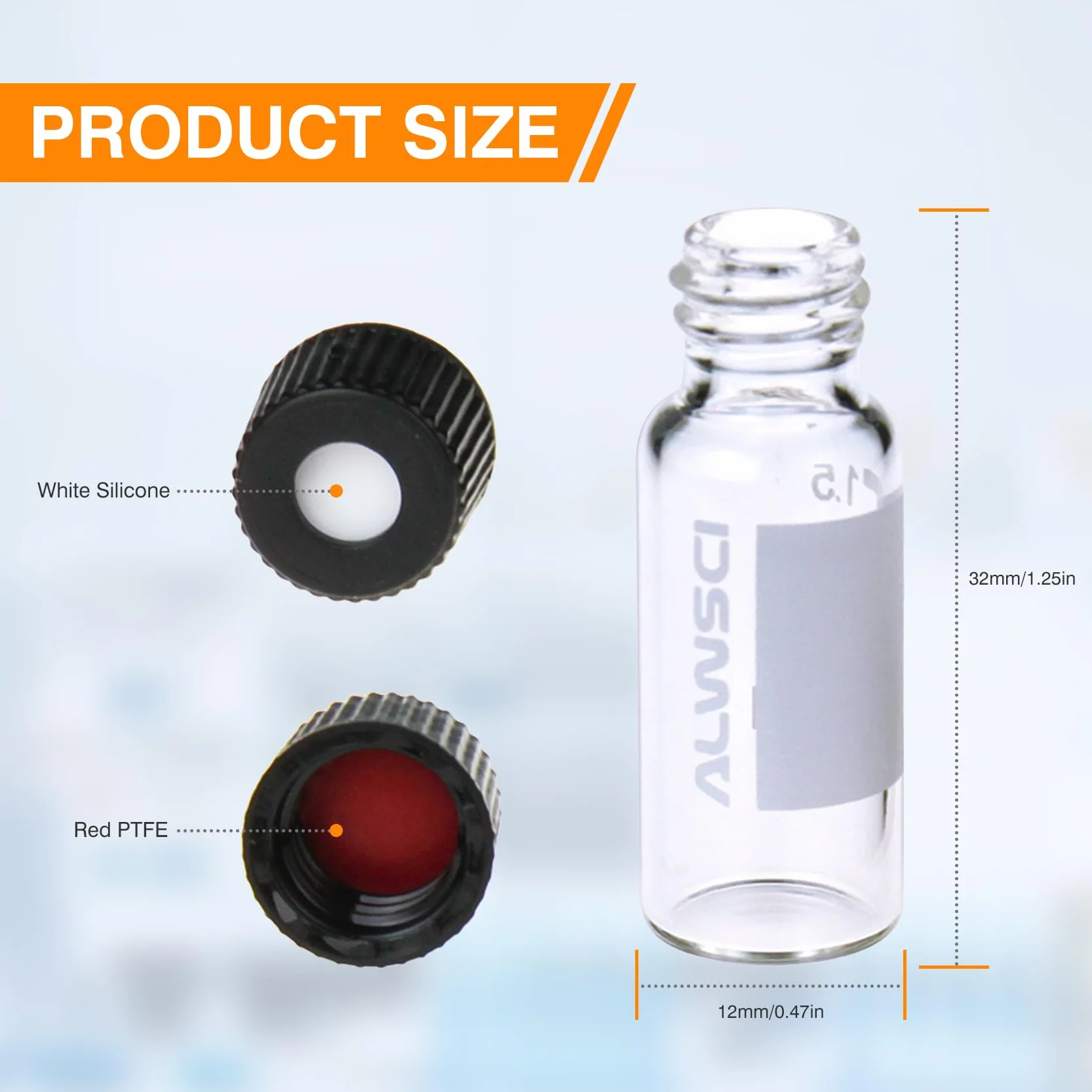 Fiale per HPLC da 2 ml Trasparenti 8-425 Tappo a Vite Blu Setti in Silicone PTFE Rosso Bianco 100 pz