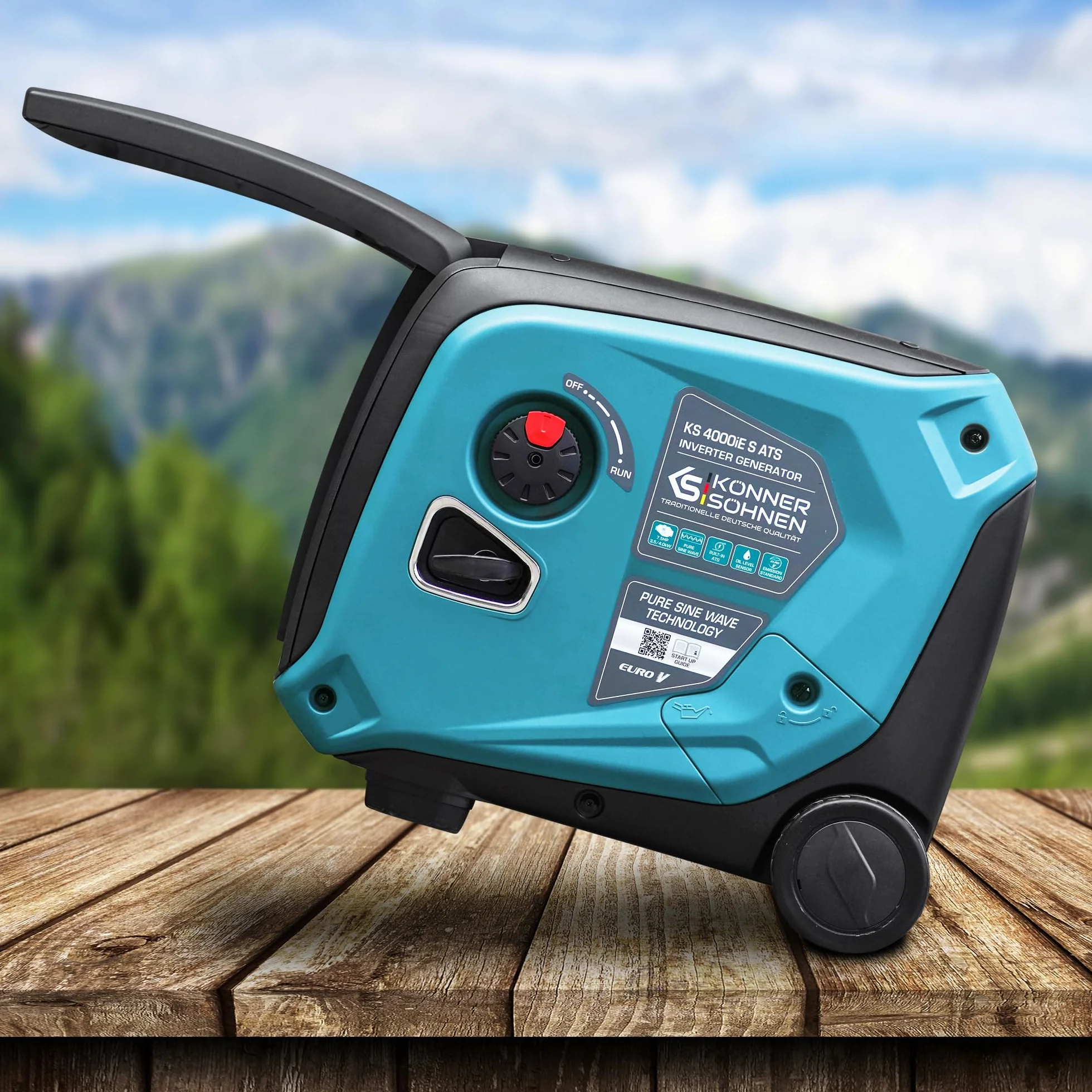 Könner & Söhnen KS 4000iE S ATS Inverter-Generator 4000 W, stromerzeuger mit eingebautes ATS-System,notstromaggregat mit Schallgedämmtes Gehäuse,stromgenerator mit LED-Anzeige,Kupferwicklungen,EURO 5