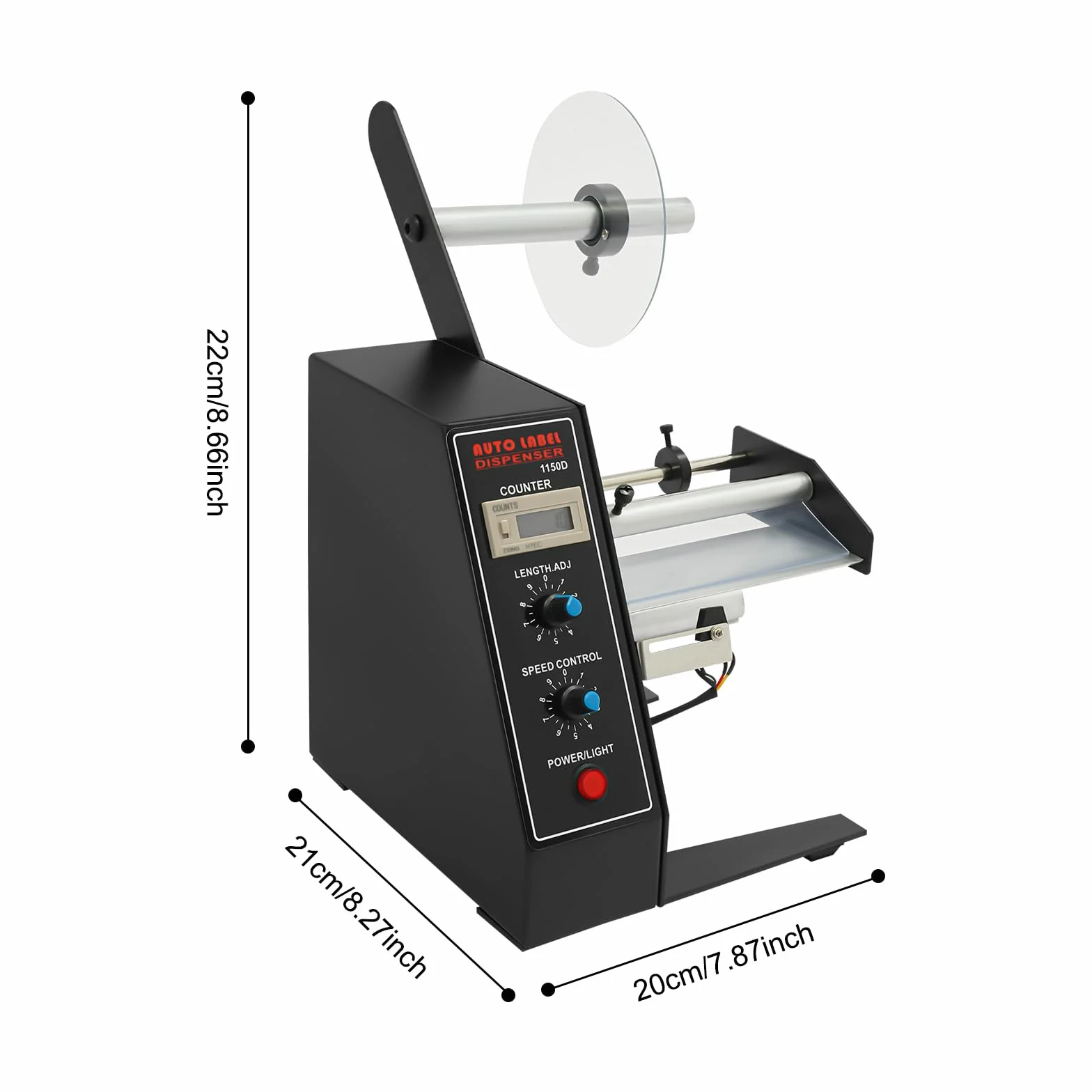 Distributore automatico di etichette con contatore, distributore di etichette regolabile velocità per etichette larghezza 5-140 mm, lunghezza 10-150 mm