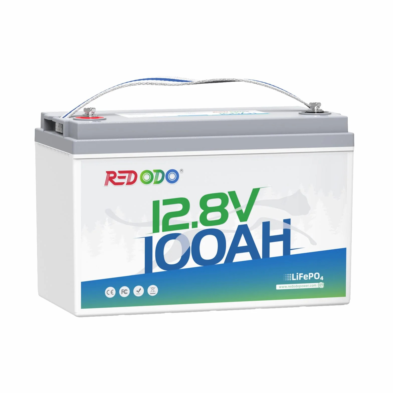 Redodo 12V 100Ah Batteria LiFePO4 con BMS 100A 1280Wh Batteria Litio 12V Superiore al 101% Energia Utilizzabile 15000+ Cicli Profondi 10 Anni di Durata Per Camper/Barche/Sistemi Off-Grid/Solari