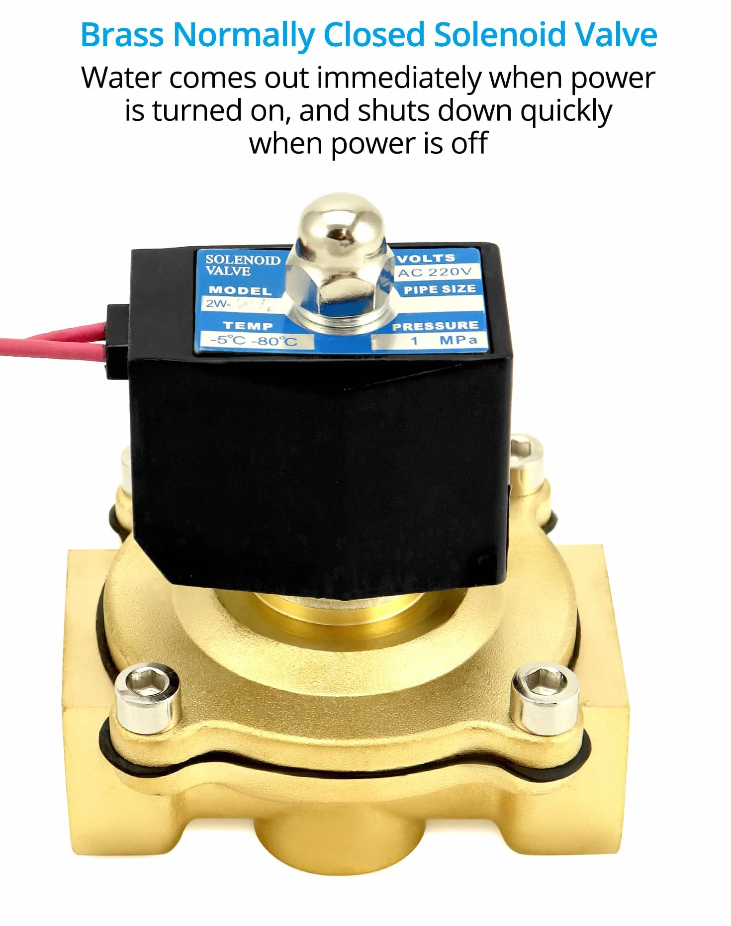 QWORK® Elettrovalvola 220V 1''G Ottone DN25