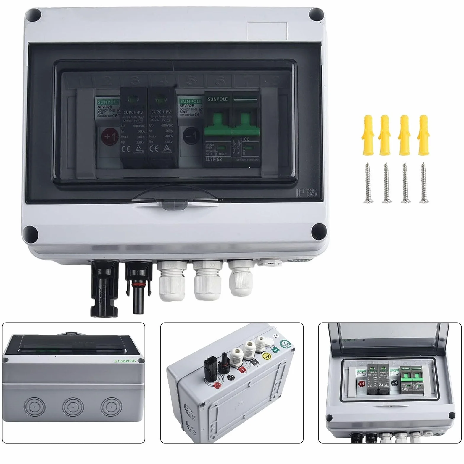 Oniissy IP65 impermeabile PV Combiner Box, 550V, 1 In 1 Out, Rilevamento in tempo reale, Lunga vita lavorativa,550V 1 In1 out 1 String Solare PV Combiner Box Protezione Impermeabile IP65