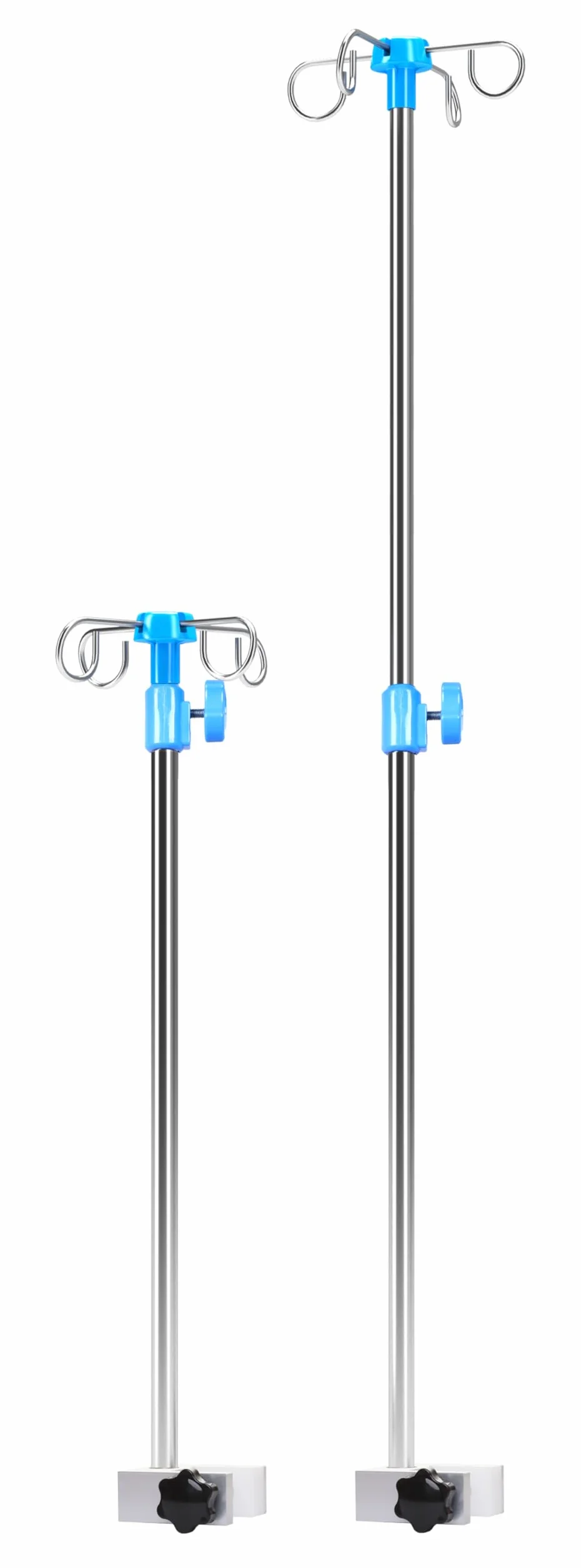 Supporto per Infusione per Sedia a Rotelle Aste per Flebo 4 Ganci Rinforzati e Base in Metallo Solido Staffa Accessori Sedia a Rotelle Inossidabile Rinforzato Altezza Regolabile da 75-133 cm