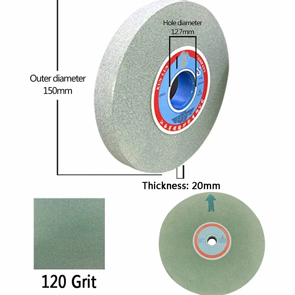 GOONDSD Mola da banco, carburo di silicio, Utensili per molatura Superficiale 150 mm x 20 mm x 12,7 mm 1 pz,120 Grit
