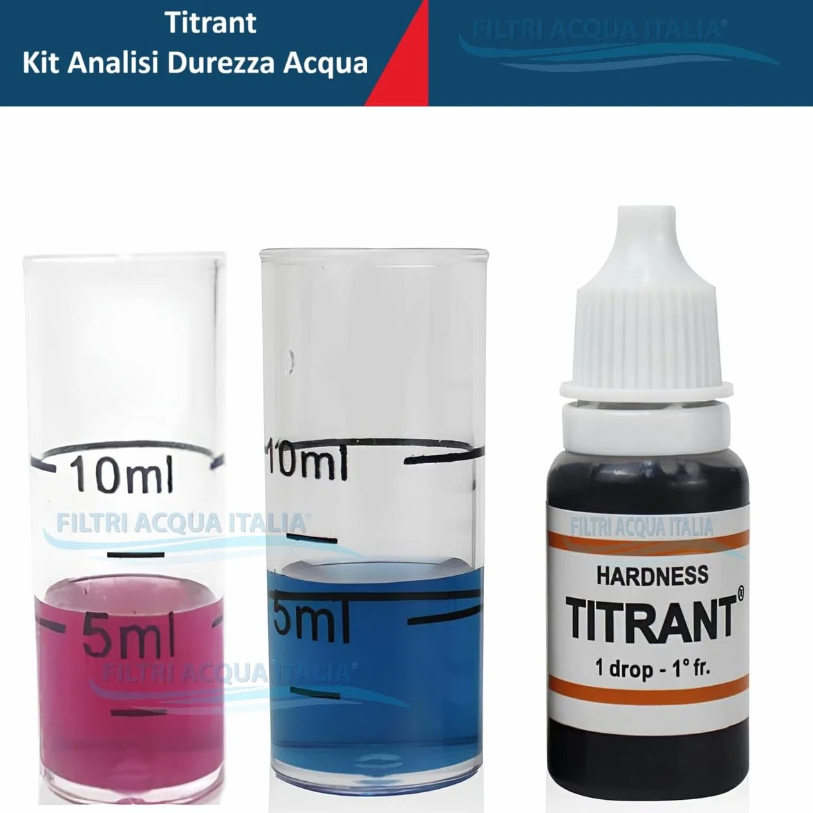 Titrant Set 4 Pezzi Kit Analisi Durezza Acqua (Gradi Francesi) per Misurare Calcare