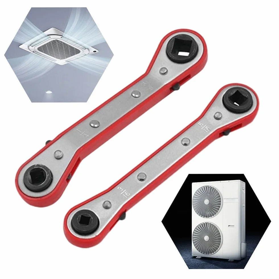 Chiave a cricchetto quadrata a doppia testa in acciaio al carbonio cromato 1/4" 3/8" 5/16" 3/16" per HVAC
