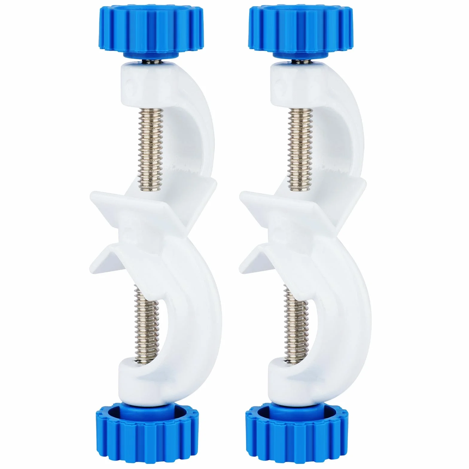 stonylab Morsetto Regolabile, Confezione da 2 Morsetti da Laboratorio in Lega di Alluminio, per Aste fino a 21 mm, Rivestiti in Bianco per Uso di Laboratorio