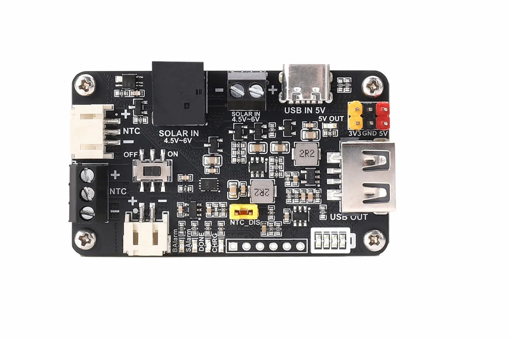 Solar Energy Manager C, DIY Solar Power Management Module, 5V Solar Panel/USB Input, 3.3V/5V Output, Battery Protection for STEAM IoT