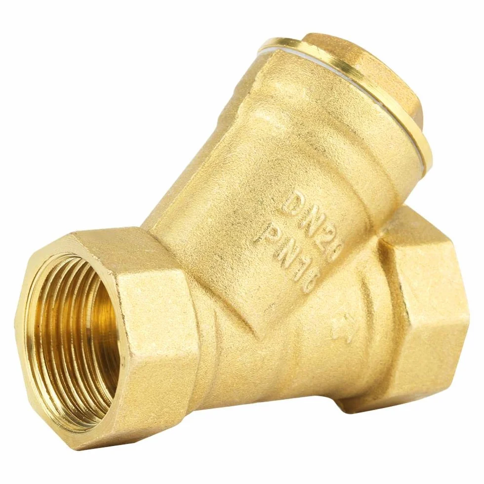 Filtro Ottone, Akozon DN20 3/4" Filtro Ottone a Y Filetto Femmina BSPP Connettore con Valvola per Separazione Olio Acqua