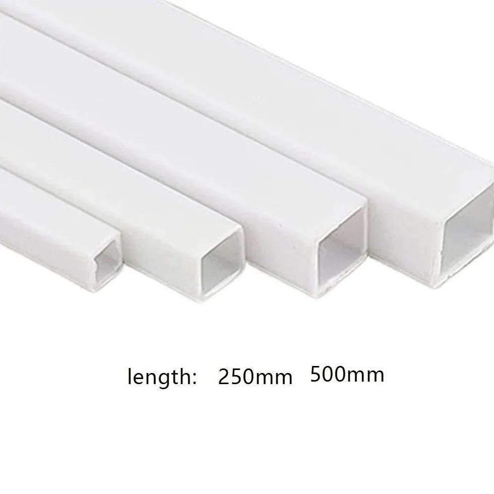 Tubi quadrati in plastica ABS 500mm x 5mm 10 pezzi fai da te bianchi