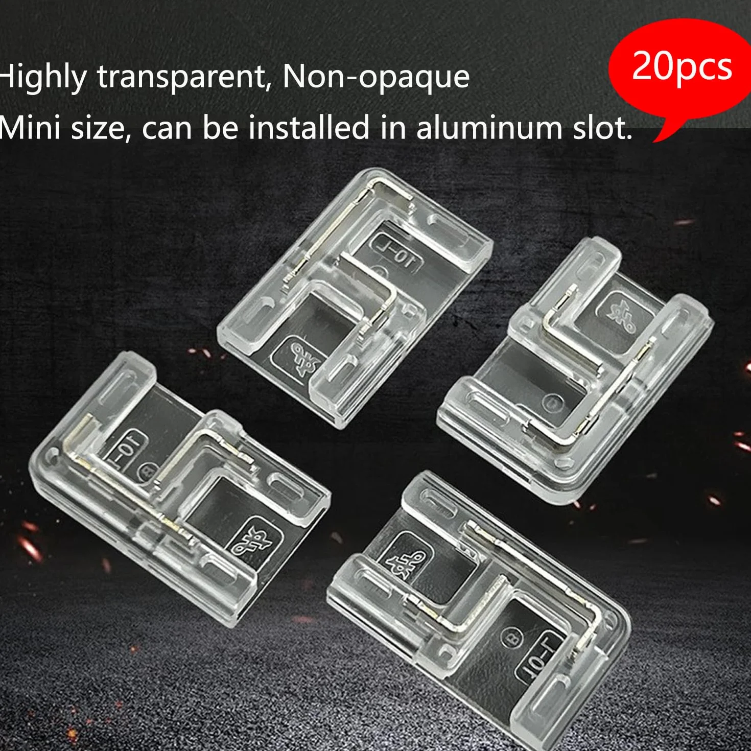 20 connettori a forma di L a 2 pin da 10 mm per strisce luminose LED COB, senza saldature, trasparenti, per strisce di luci SMD COB 5050 ad alta densità (10 mm)
