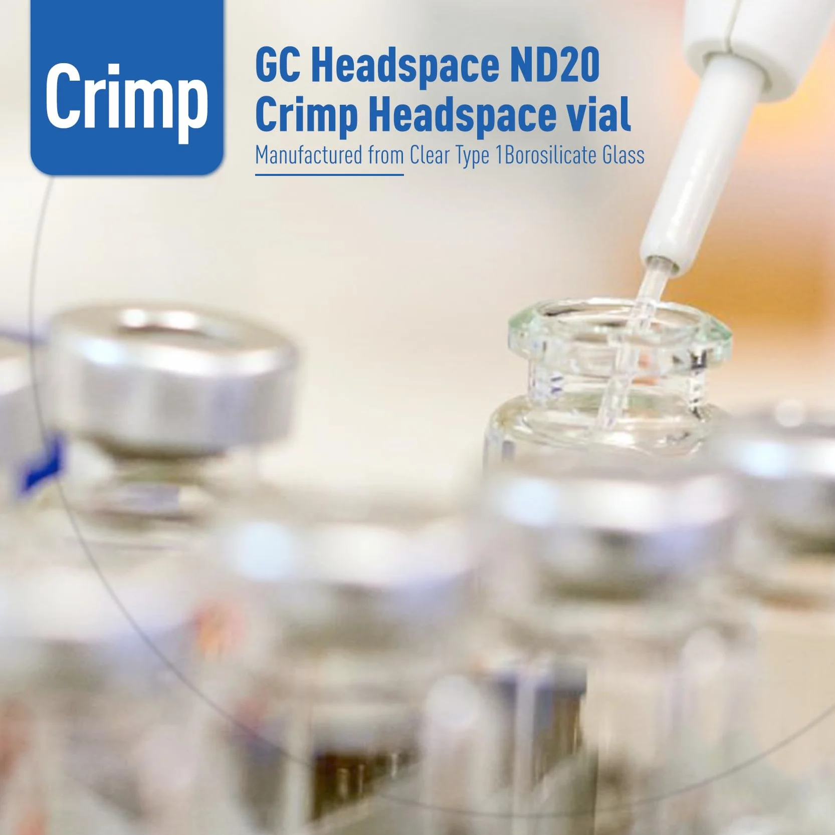 100 PCS Fiala di Vetro da 10ml, 20 mm Fiala Crimp per Spazio di Testa, Fiale HPLC per Spazio di Testa Standard a Crimpatura in Vetro Borosilicato Fiala da Laboratorio Trasparente
