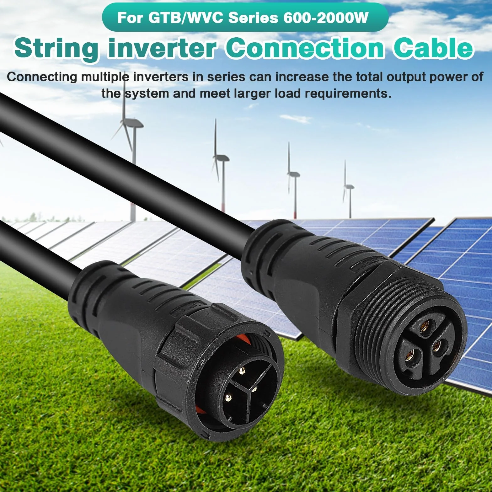 BuyWeek Cavo di Prolunga CA Cavo di Collegamento M25 da 2 m Cavo Micro Invertitore Fotovoltaico Impermeabile for Serie di Invertitori di Grid Tie da 600-2000 W GTB/WVC