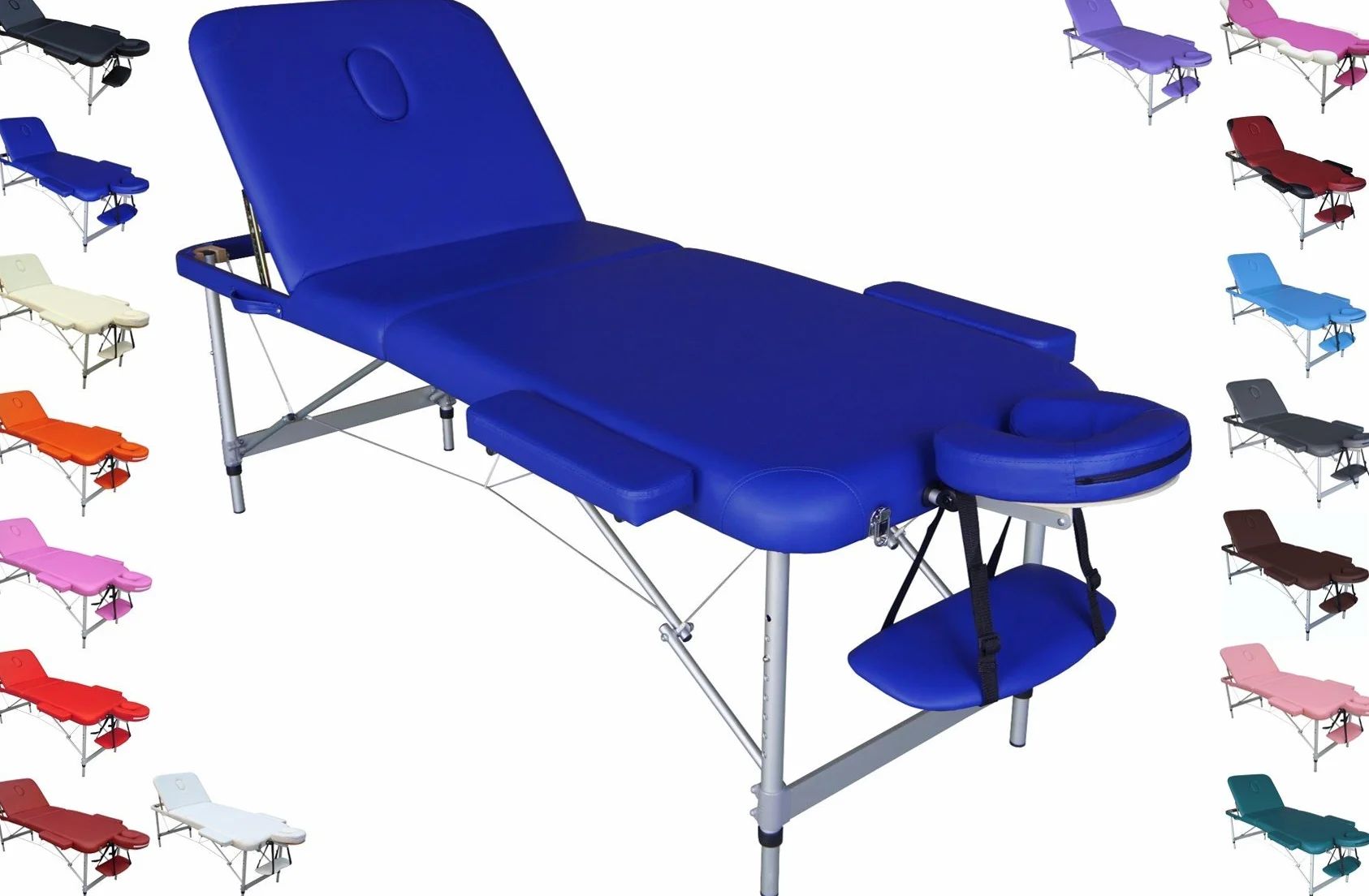 EUROPA Lettino Portatile in Alluminio per Massaggi, Estetica, Tattoo e Terapie - Leggero, Regolabile e Resistente, Ideale per Professionisti e Centri Estetici (Blue)