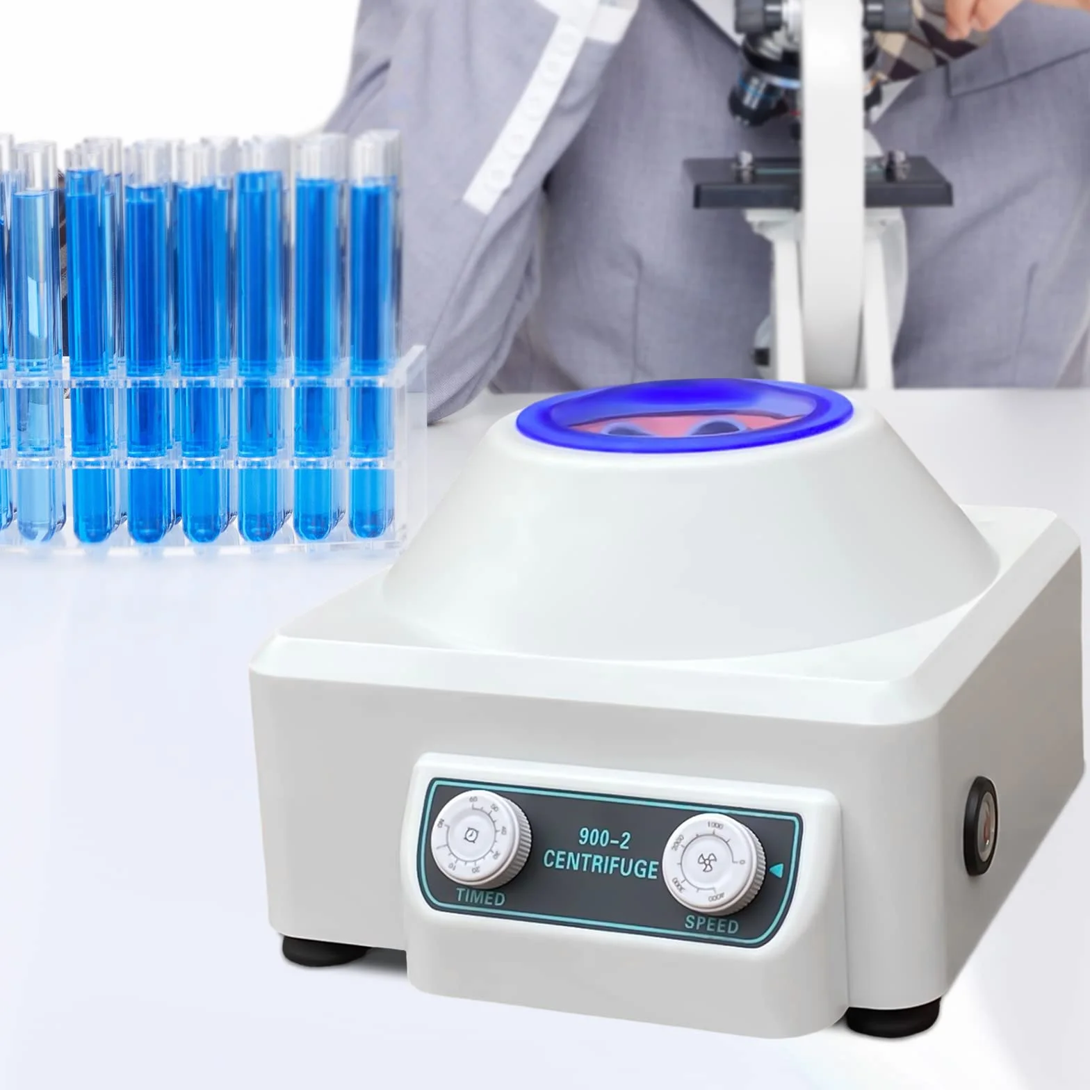 30W Centrifuga Elettrica Digitale Desktop con Regolazione Tempo e Velocità 10ml*6 Rotori per Laboratorio Scuola Scienza, Ricerca al Plasma