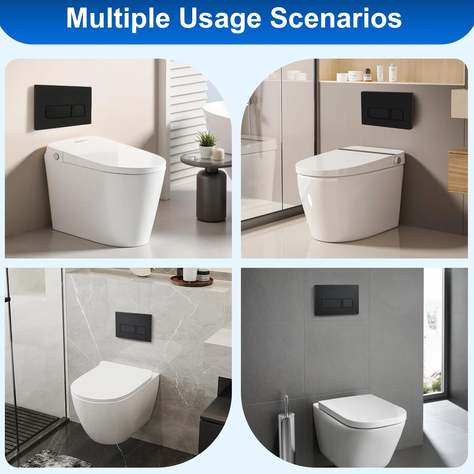 Placca di Comando WC Geberit Sigma Compatibile Pulsante Doppio Scarico Pannello Frontale ABS 16.4×24.6 cm Nero