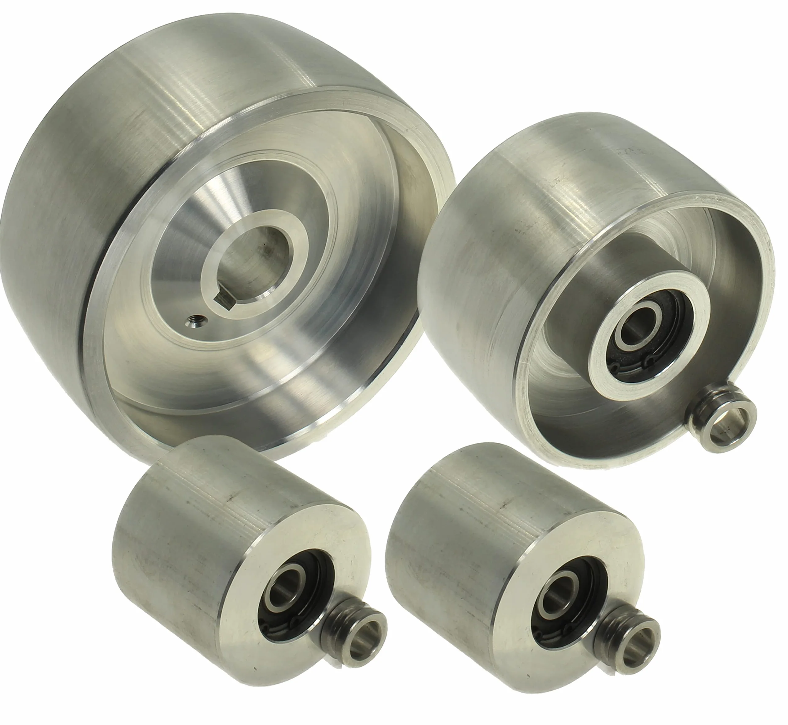 (AL5-100-24) Set di rotelle per smerigliatrice a nastro CNC per smerigliatrici a lama da 130 mm, albero da 24 mm, binario da 100 mm, puleggia folle da 51 mm