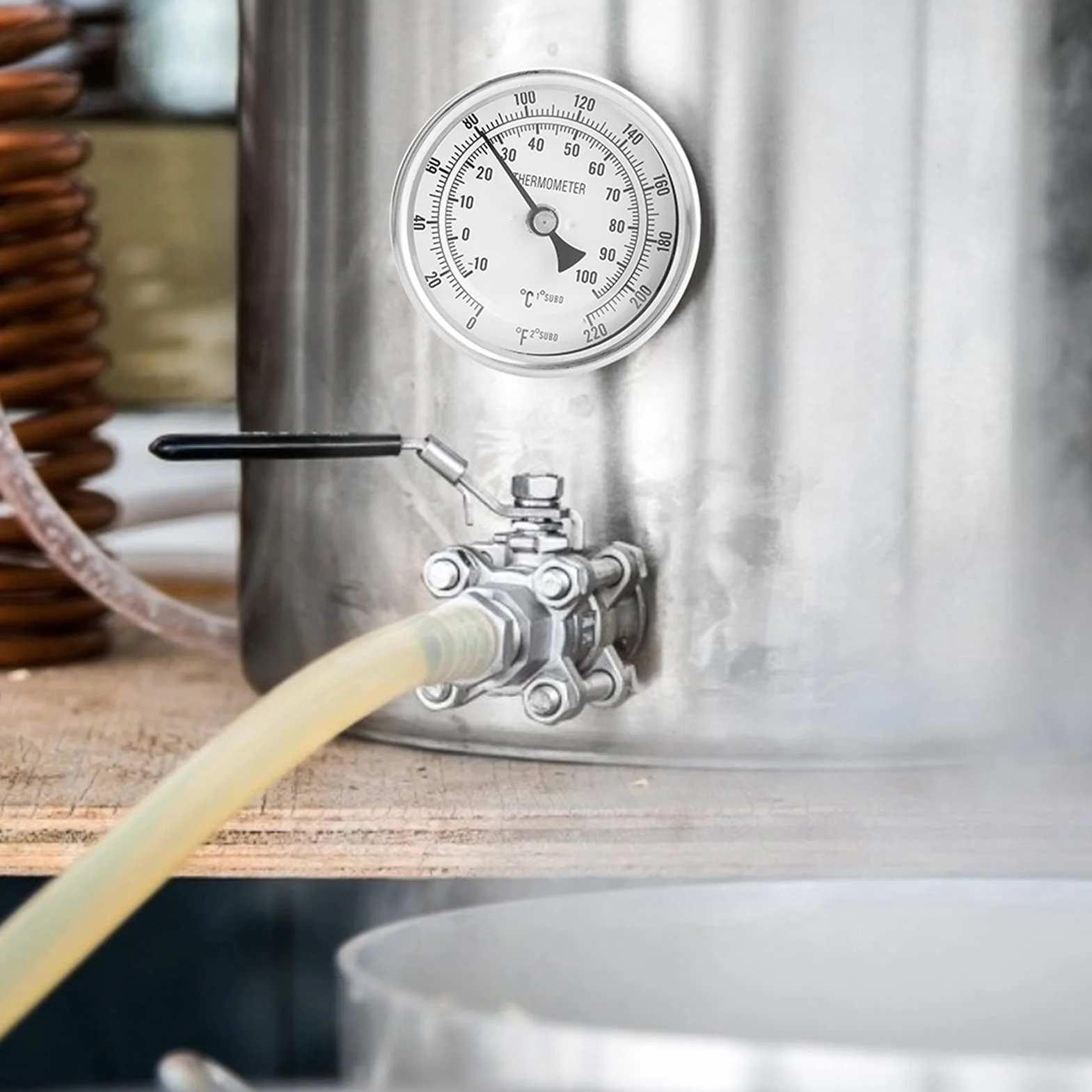 Termometro, Termometro Bimetallico Per Acqua Calda, 1/2 MNPT Quadrante con Stelo in Ottone Senza Piombo Indicatore di Temperatura Dell'acqua Indicatore di Temperatura dello Scaldabagno Bimetallico Ind