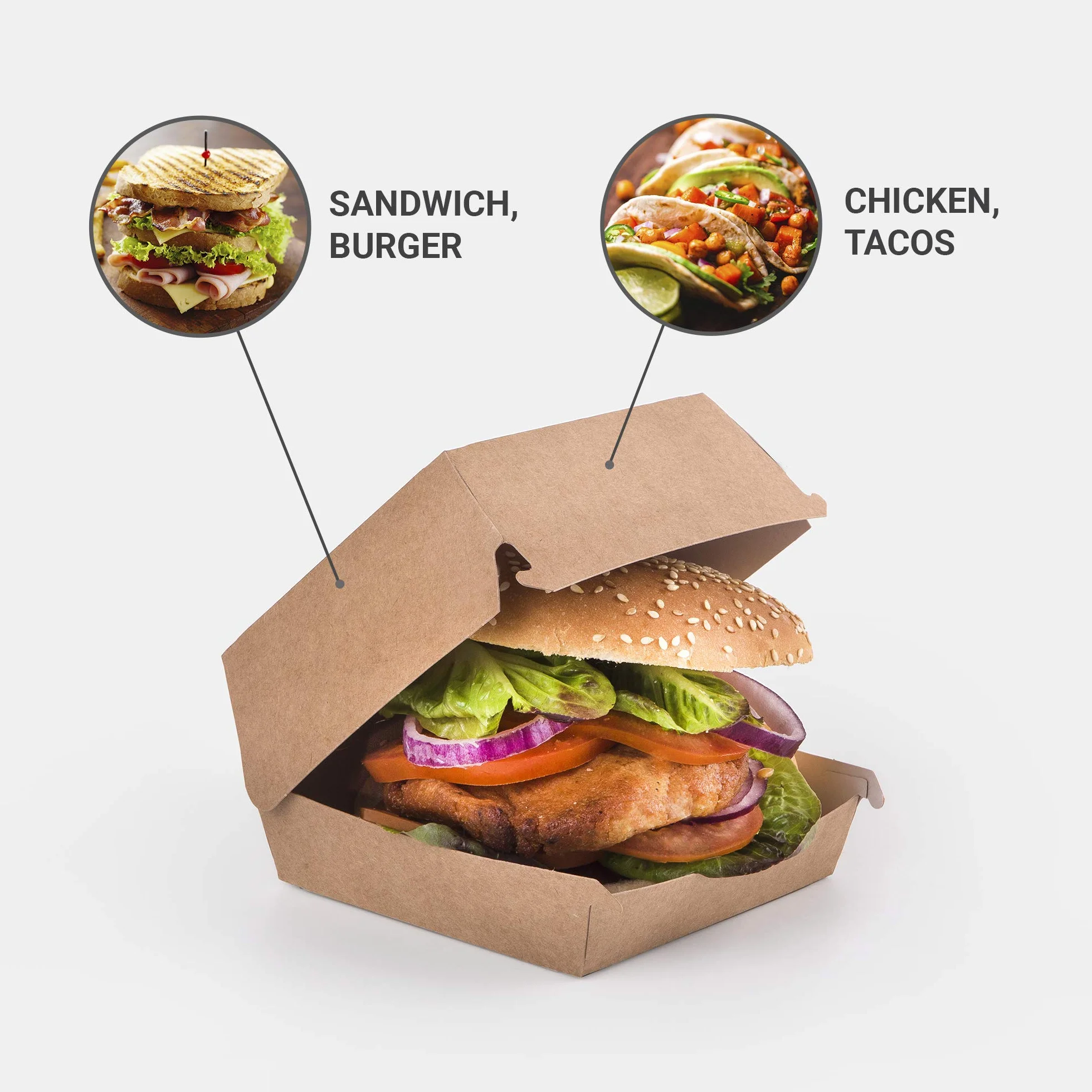 Scatole per hamburger in carta kraft taglia M 100 pezzi usa e getta ecologiche