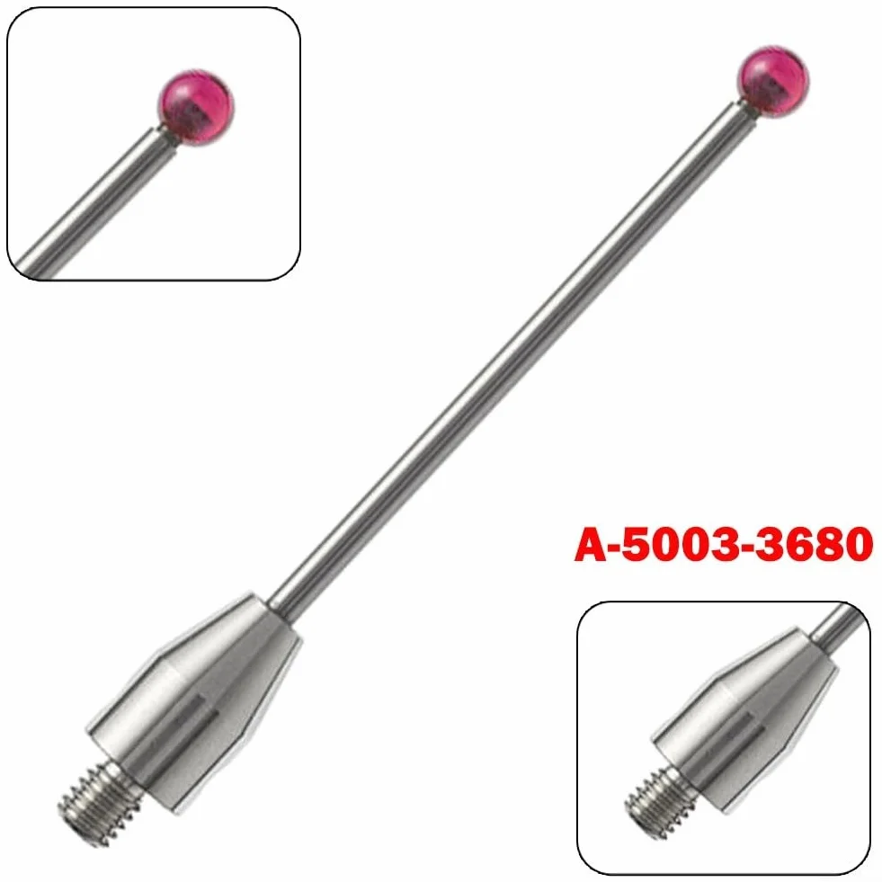 A-5003-3680 CMM Probe Stylus 50mm Lungo 3mm Diametro Punta Filettatura Acciaio Bianco Gambo Alta Rigidità per la Misurazione di Macchine Utensili
