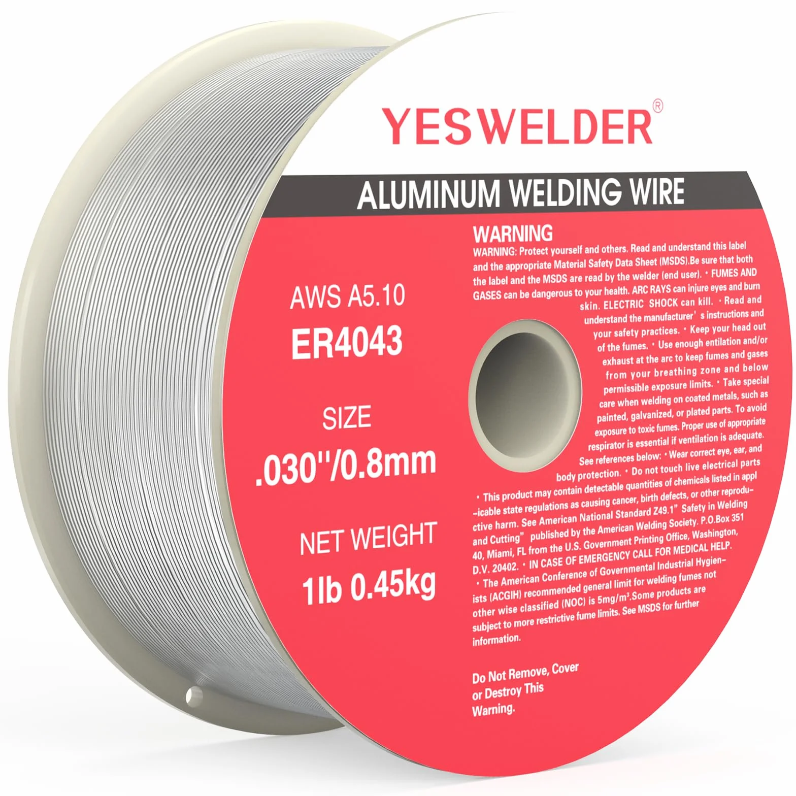 YESWELDER ER4043 - Filo per saldatura in alluminio siliconico, diametro .030, bobina 0,5 kg