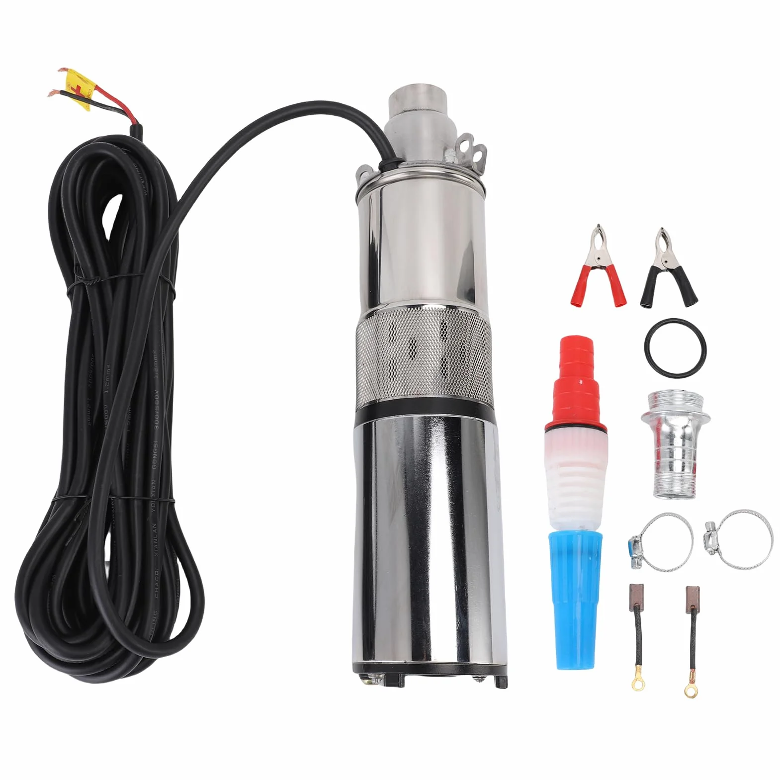AMONIDA Pompa Sommergibile Solare per Pozzi Profondi 12V 220W, Kit Pompa per Pozzi Profondi in Acciaio Inossidabile Ad Alto Sollevamento da 30 M con Cavo di Alimentazione da 10 Metri per