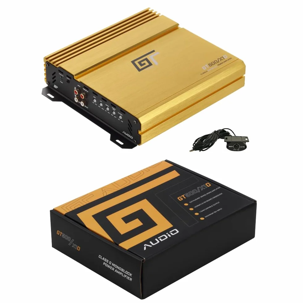KIT SET PER BASS FACE GT AUDIO GT500/X1D 1 amplificatore 1 canale monofonico, classe d, 1 x 500 watt rms a 1 ohm, con eq boost 0 / +12 db, per subwoofer, auto, 1 pezzo + accessori omaggio