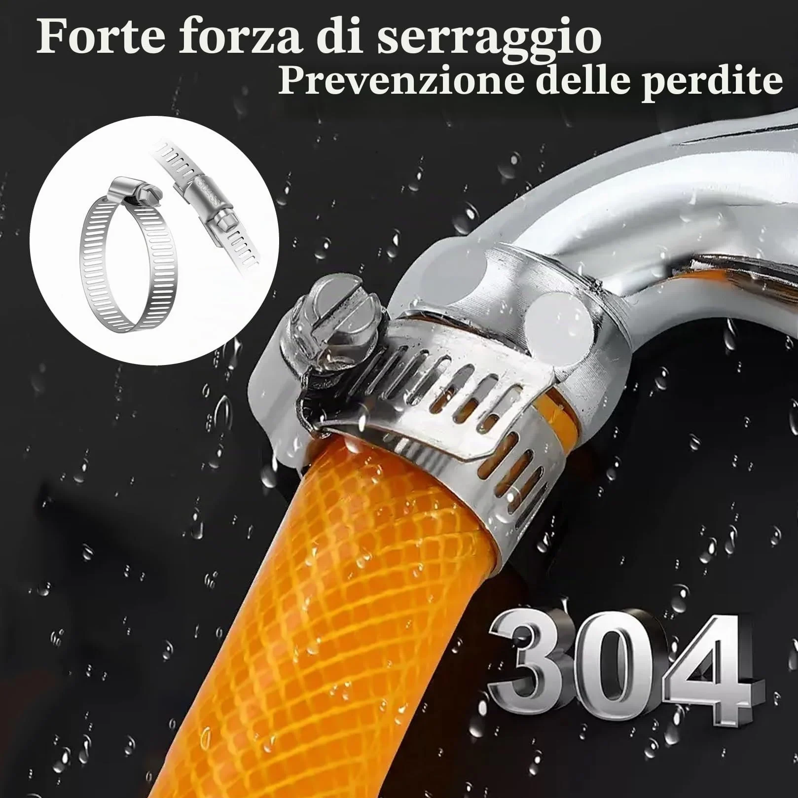 Fascette Metalliche Stringitubo Acciaio Inox 304 Regolabili, Cinghia Forata per Tubi Acqua Gas, 10 Clips