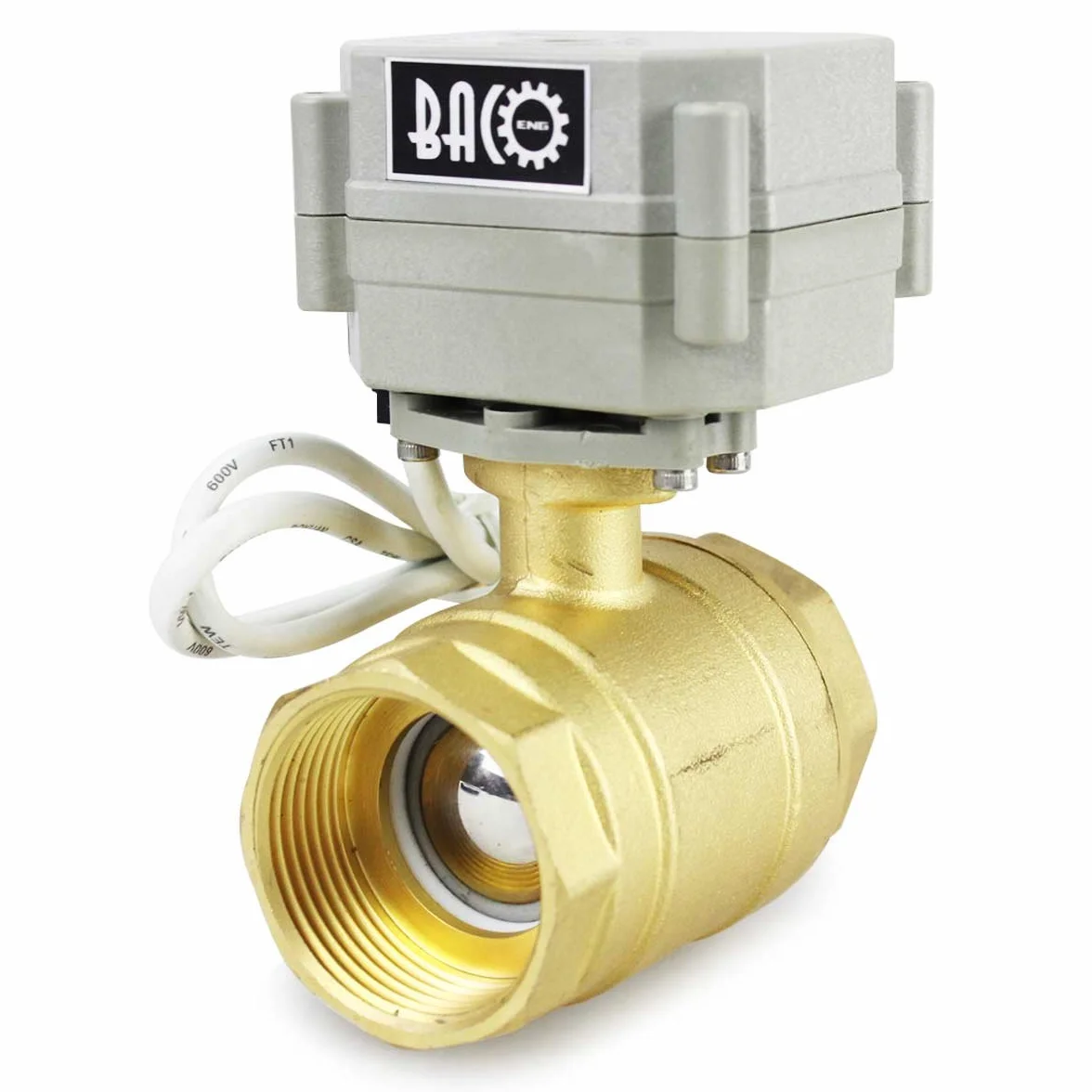BACOENG Valvola Motorizzata AC110-230V 2 Vie 1 1/4" DN32 Ottone Elettrica Valvola a Sfera Motorizzata Elettrovalvola NC