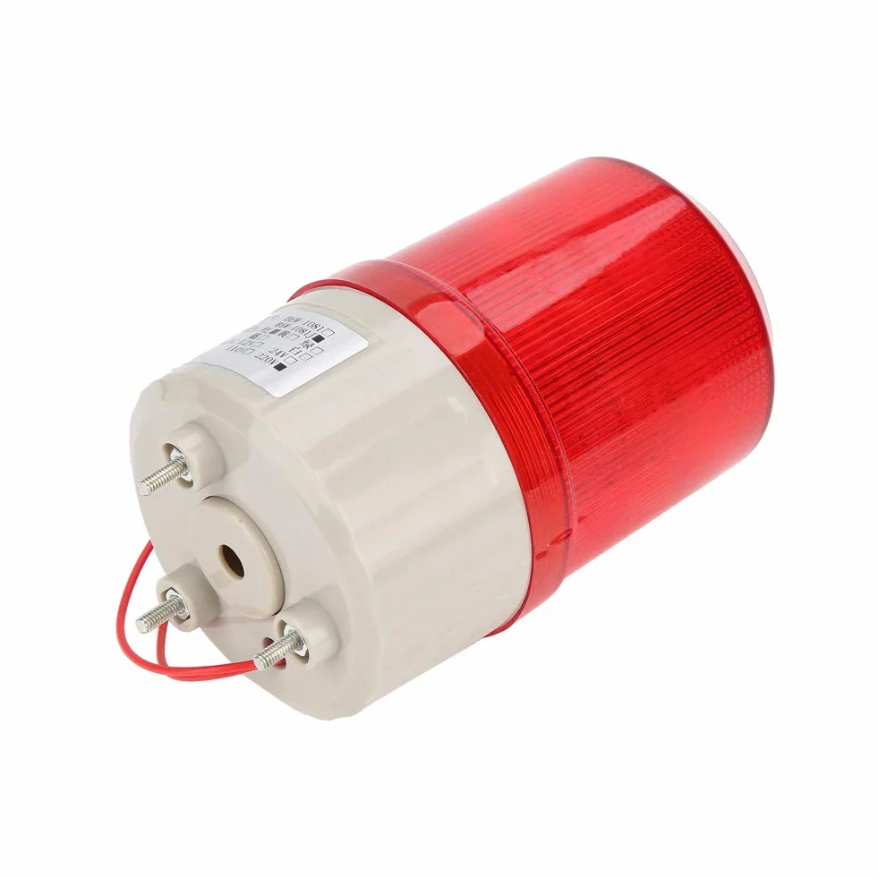 Segnalatore Luminoso LED Allarme Sonoro 220V Rosso 100dB 20W Spia Rotante Sicurezza Cantiere
