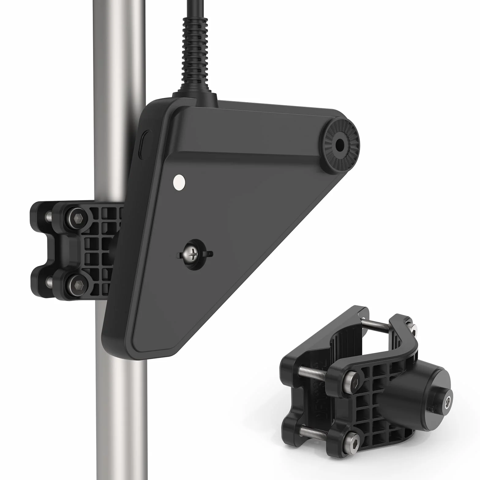 Supporto trasduttore con morsetto regolabile compatibile con Lowrance Eagle Eye 9, per 20-50 mm, adatto a pali rotondi, facile installazione, robusto e durevole (nero)