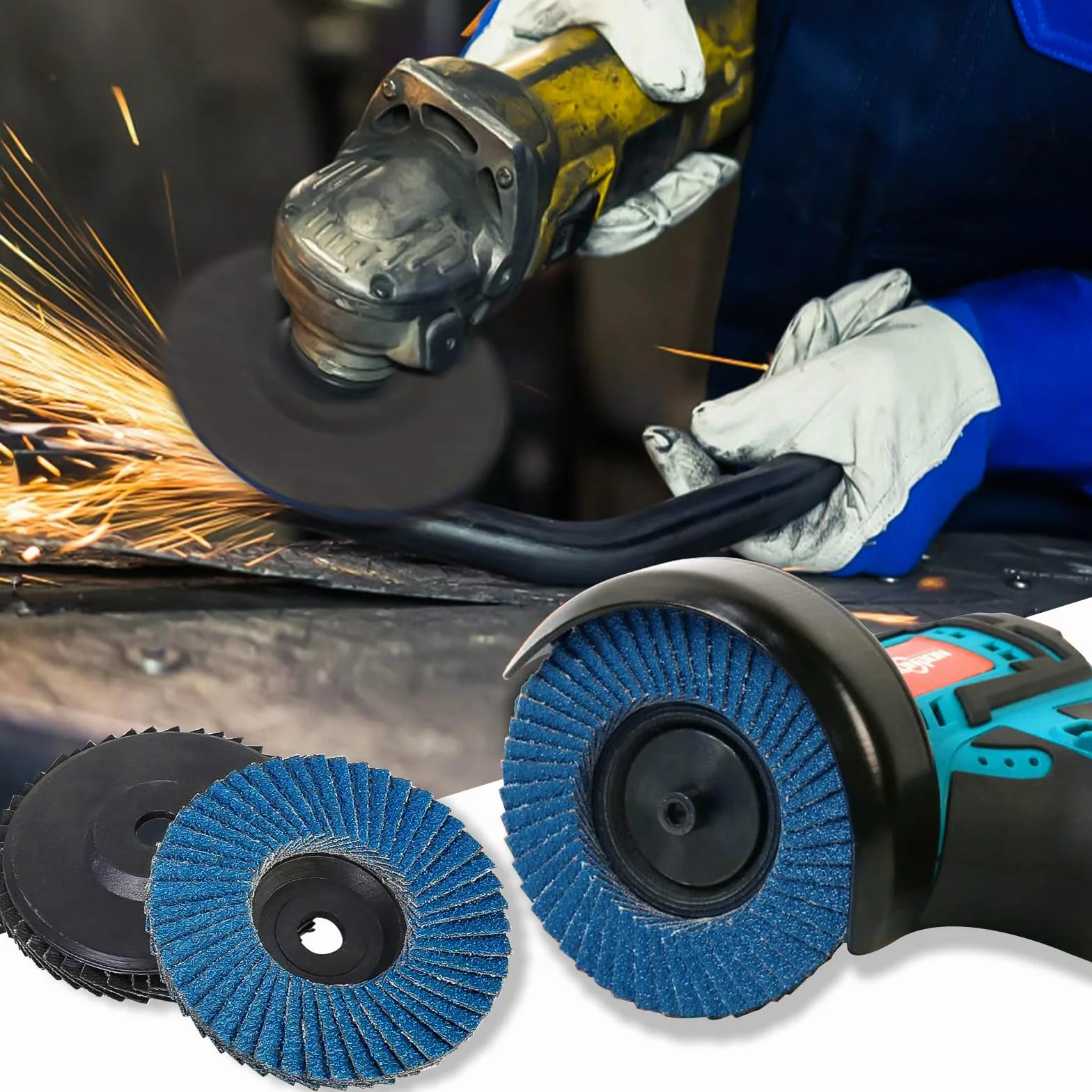 12 Pezzi Disco Abrasivo Lamellare, Dischi Lamellari 76 mm, Grana 40/60/80/120, Dischi Smeriglio Lamellari per Smerigliatrice Angolare a Batteria (Blu)