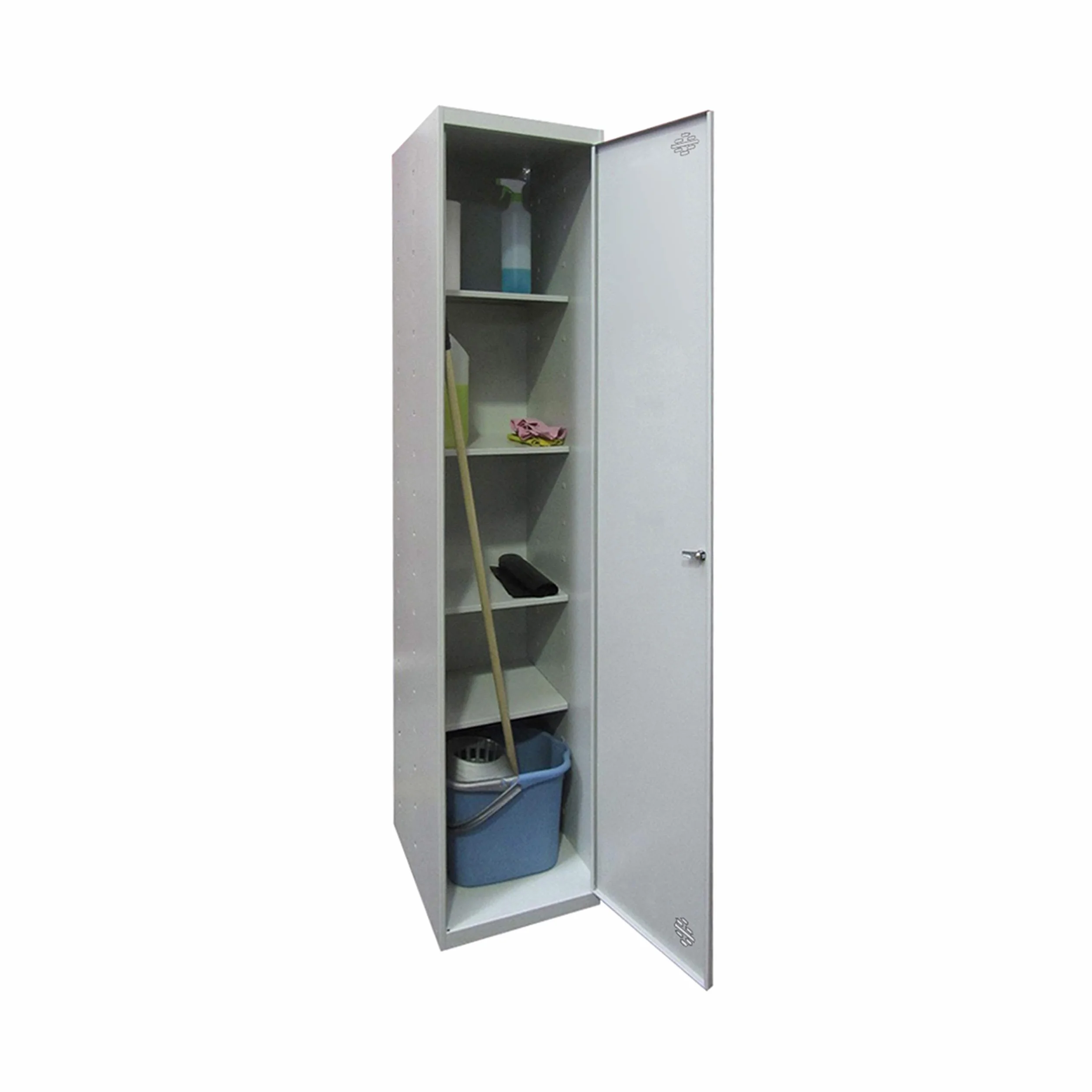 Simon Rack Armadio Metallico Multiuso per Garage e Ufficio, 1800 x 400 x 400 mm, 1 anta, 4 ripiani regolabili, con serratura, grigio - Simonlocker