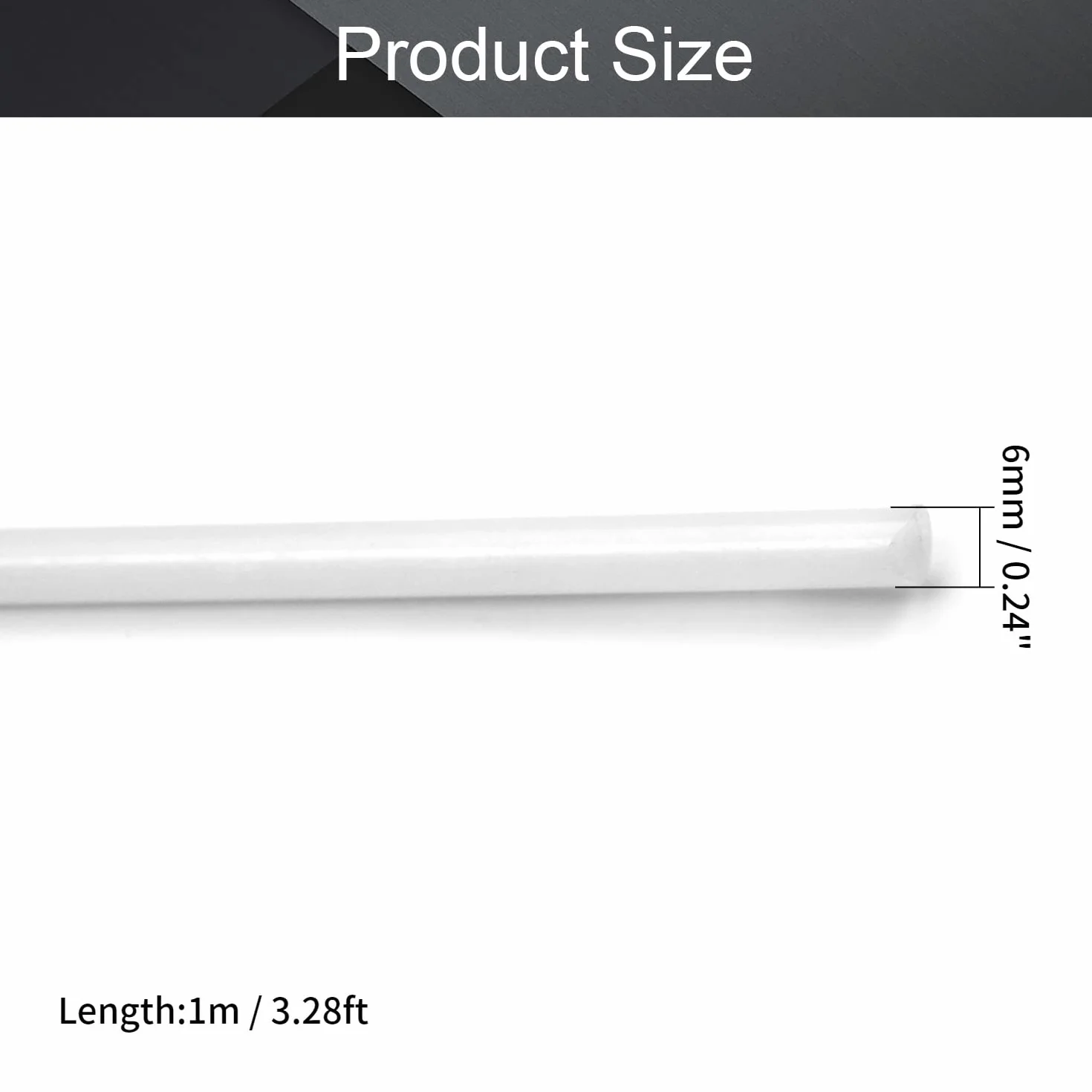 Asta rotonda POM 6 mm diametro 1 m 2 pezzi bianco