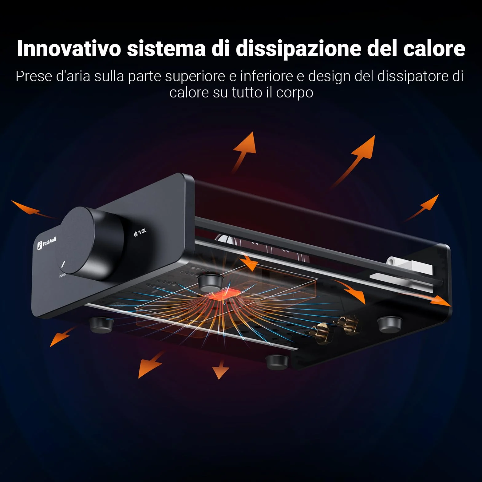 Fosi Audio V3 Amplificatore stereo Home Audio 300 Watt x2 Potenza TPA3255 Classe D Mini 2 canali per altoparlanti passivi da scaffale a torre Desktop Home Theater con alimentazione 48V