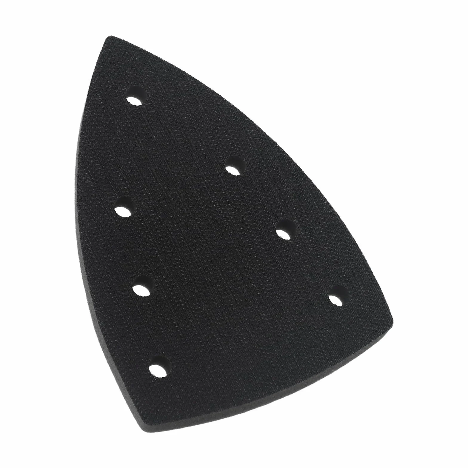 Platorello abrasivo triangolare, 100 x 150 mm, 7 fori e interfaccia ad anello, per levigatrici elettriche, piastra di ricambio in schiuma EVA, per dischi di carta vetrata, accessorio