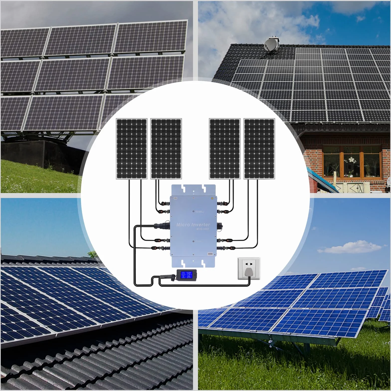 Micro inverter solare 1200W IP65 36V display LCD