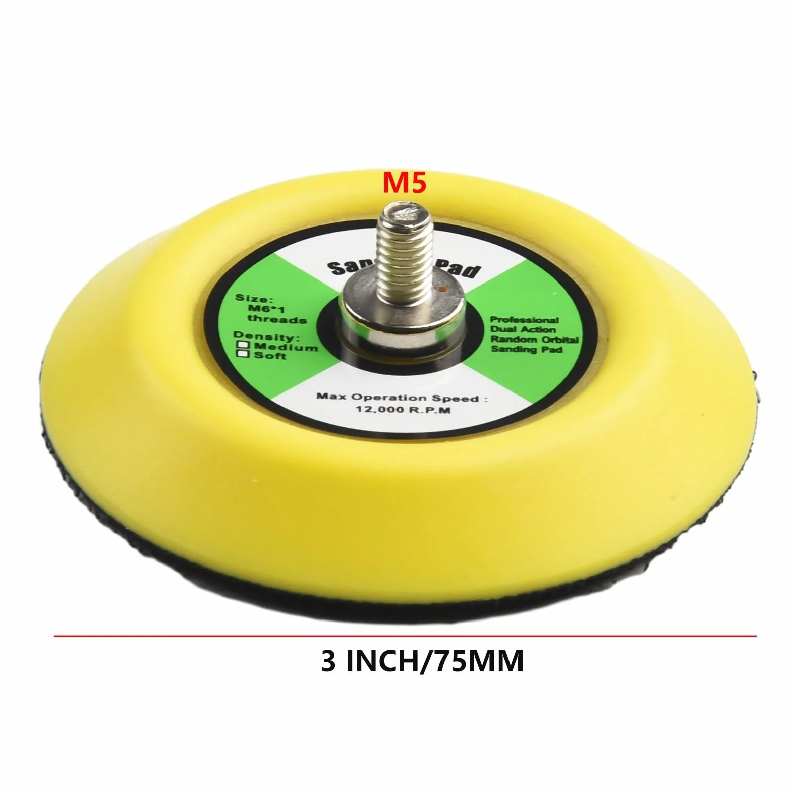 Platorello per lucidatura a gancio da 75 mm, accessori per smerigliatrice angolare per levigatrici pneumatiche, filettatura maschio M6, diametro 7,6 cm, set da 5 pezzi, fino a 12000 giri/min (5 pezzi)