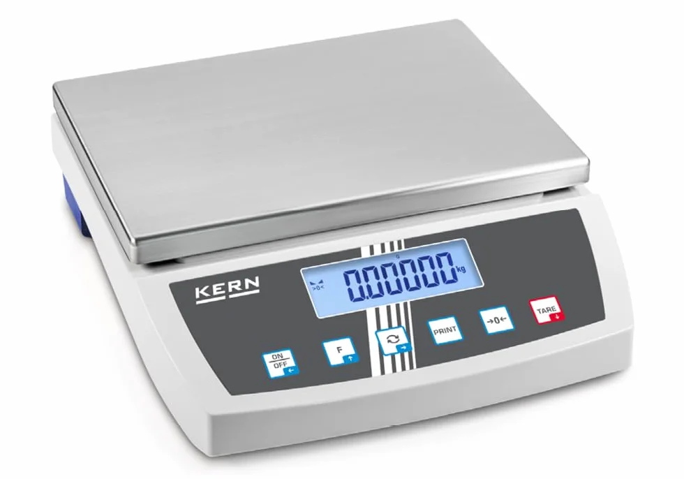 Kern FKB 8K0.1 - Bilancia da tavolo ad alta risoluzione, con robusto piatto di pesata in acciaio inox, Portate [Max]: 8 kg, Divisione [d]: 0,1 g, Peso min. del pezzo [Conteggio] g/pezzo: 2 g
