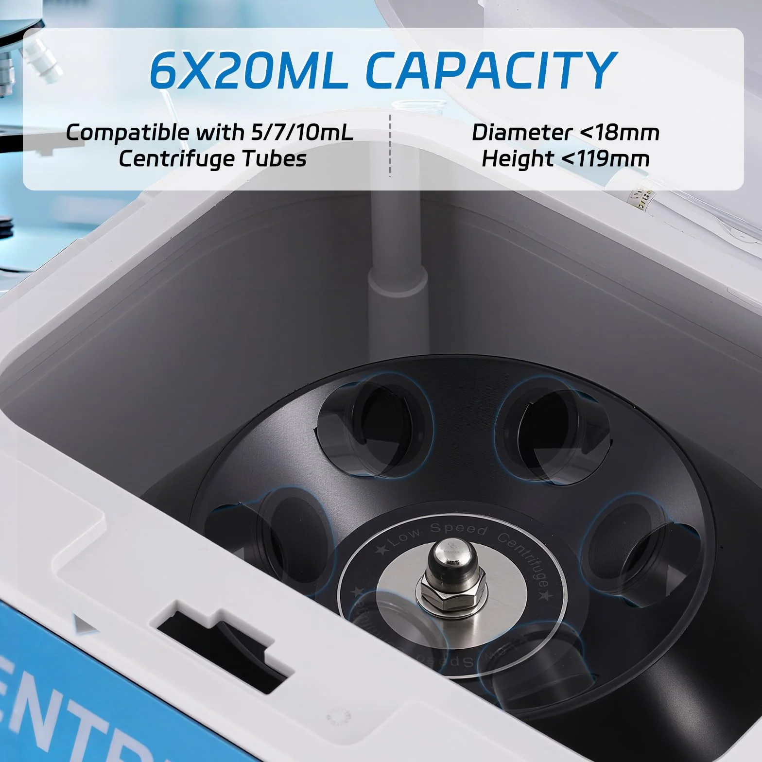 YUCHENGTECH Centrifuga da Laboratorio Digitale da Tavolo Centrifuga a BassaVelocità 20mlx6 4000 Giri/min 0-999 Min Tempi 1920XG per Provette da Centrifuga 5/7/10ml, 28x26x21cm 5kg