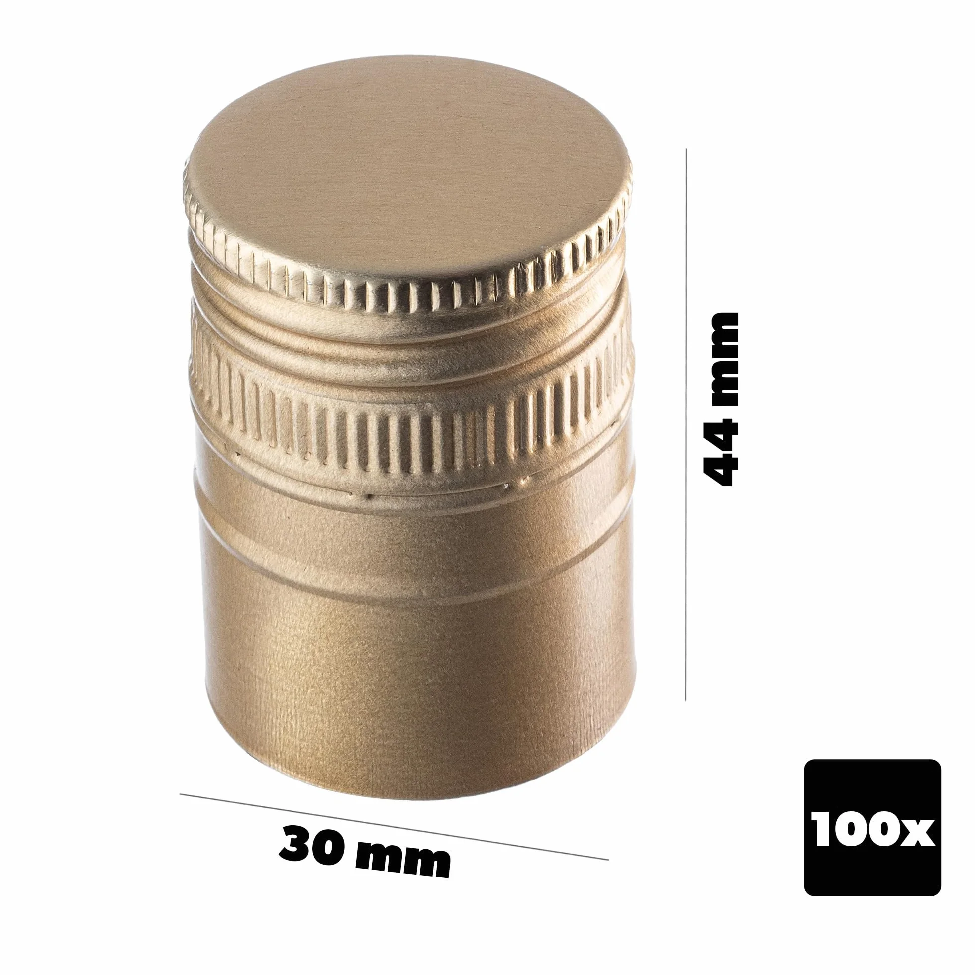 Tappo a vite in alluminio 30x44mm per bottiglie 100 pezzi Oro