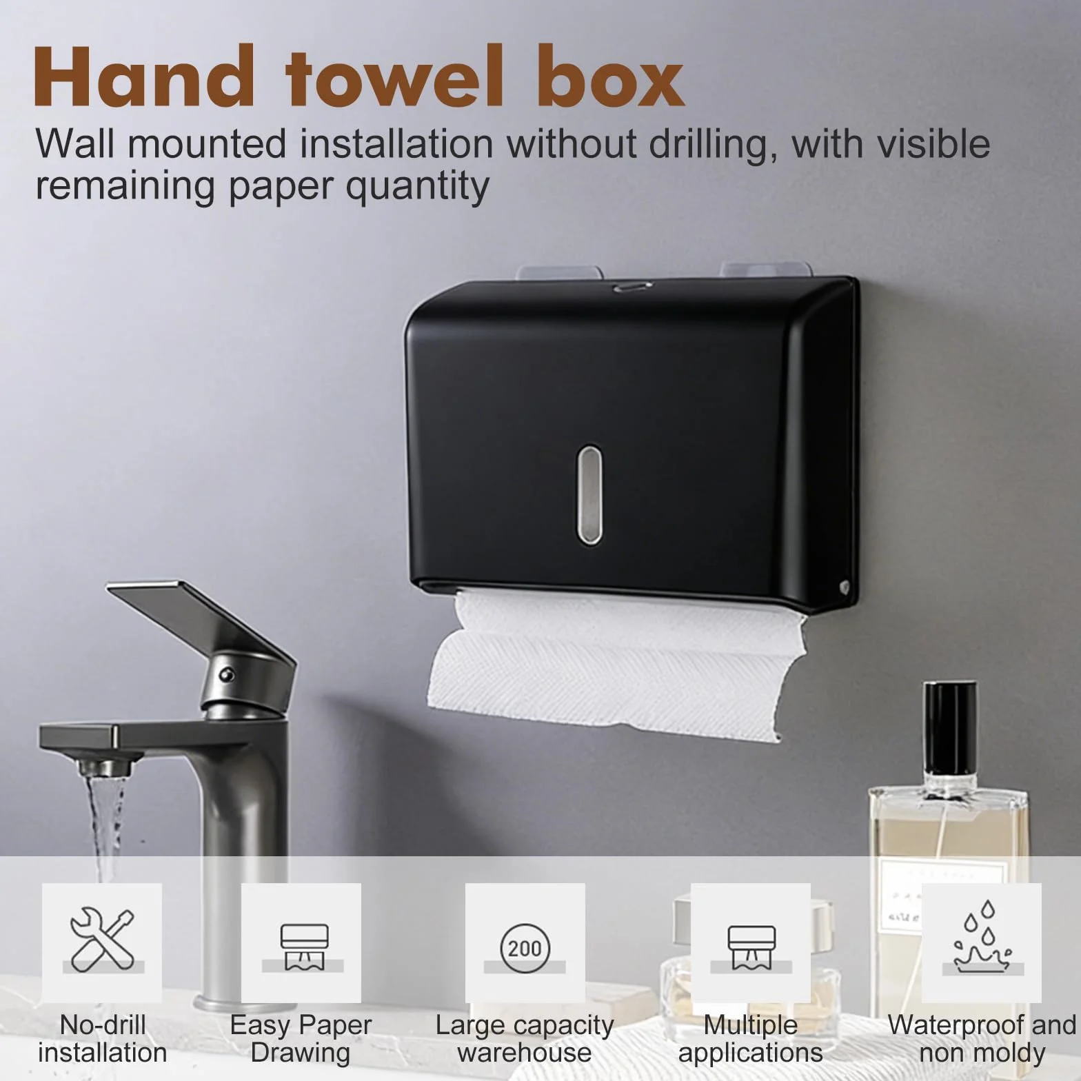 Dispenser Carta Asciugamani a Parete in ABS Resistente per Bagno Cucina Commerciale