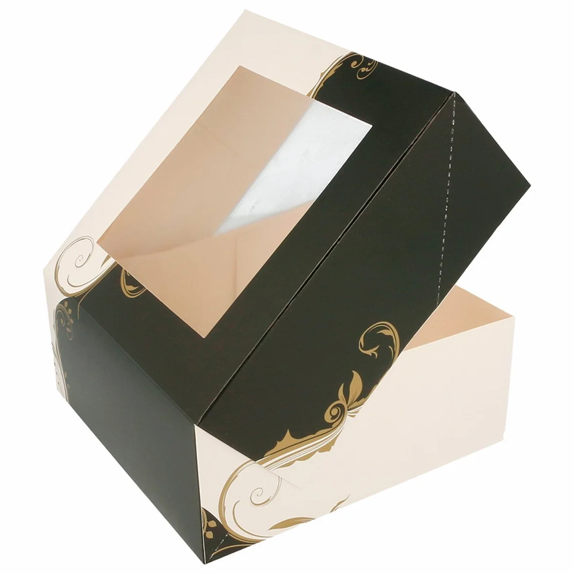García di Pou Scatole pasticceria con finestra 275 g/m2 18 x 18 x 7,5 cm set da 50 Bianco