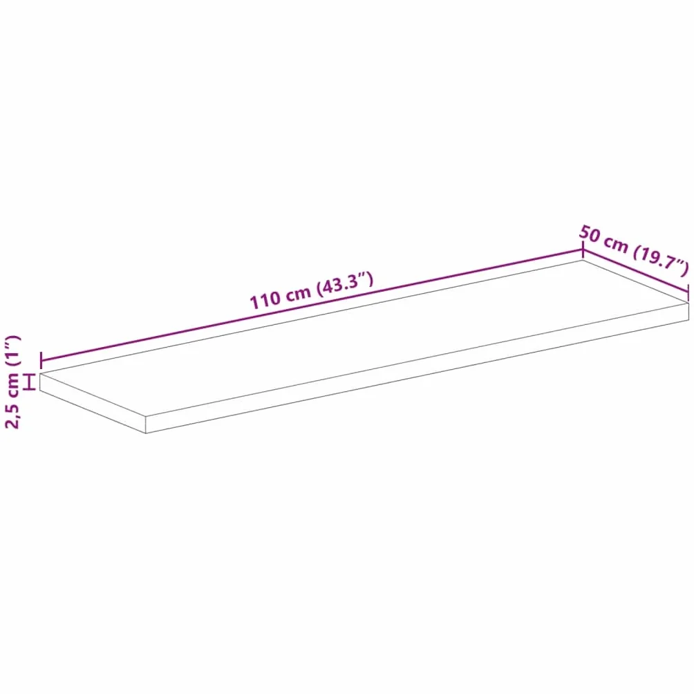 vidaXL Piano per Tavolo 110x50x2,5cm Rettangolare Legno Mango Grezzo, Piano per Tavolo Rettangolare, Piano Tavolo in Legno, Piano per Tavolo da Pranzo