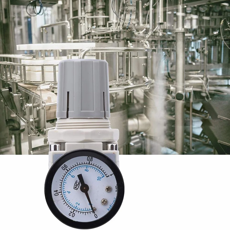 Regolatore Pressione Pneumatico AR2000-02 1/4" con Manometro Integrato e Filtro per Aria Compressa Precisione 0.05-0.85MPa per Officine Industriali e Sistemi Pneumatici Attrezzi
