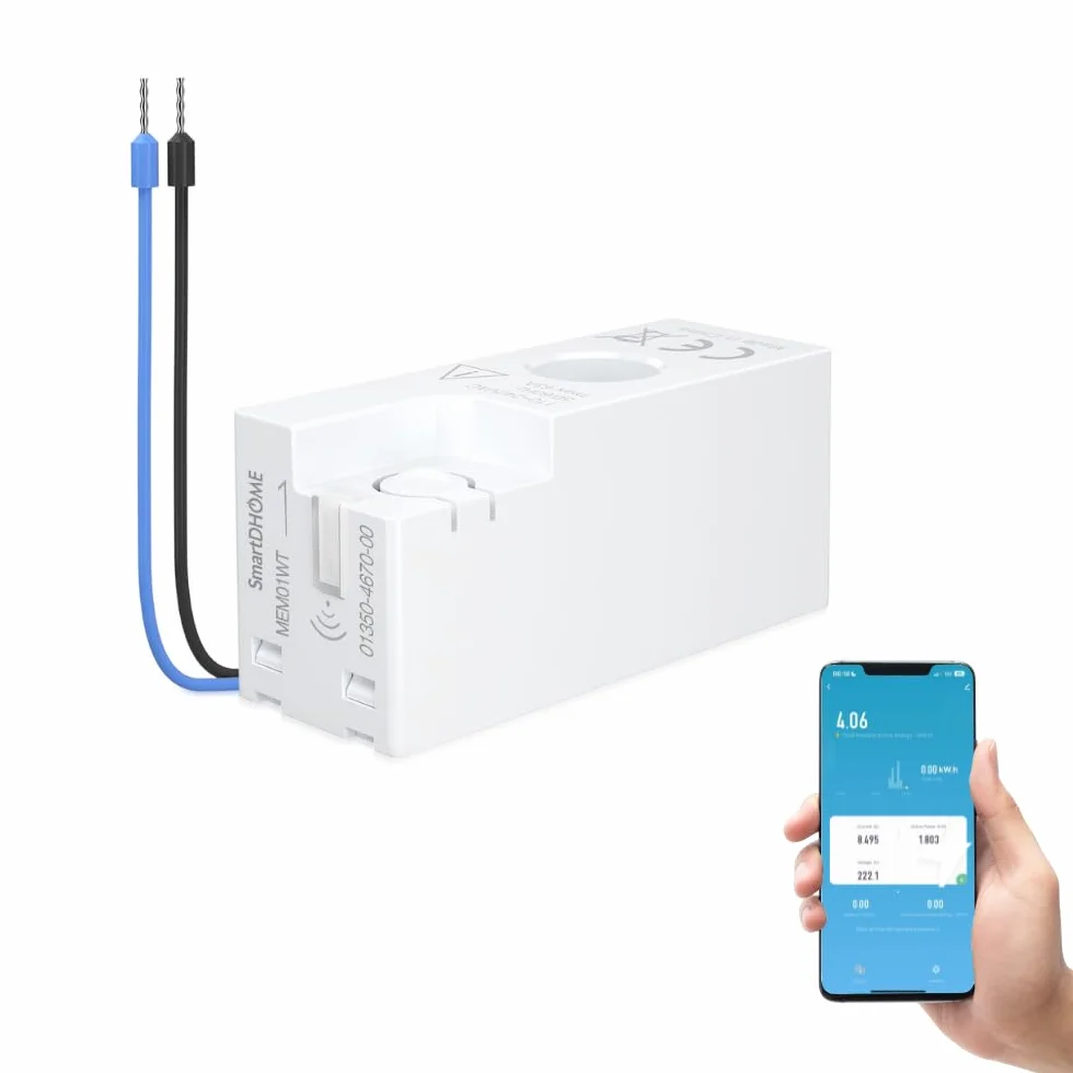 SmartDHOME Misuratore di Energia Wi-Fi intelligente, monitoraggio consumo casa e produzione fotovoltaica, gestione da remoto con app Smart Life, allarmi sovraccarico potenza (Monofase)