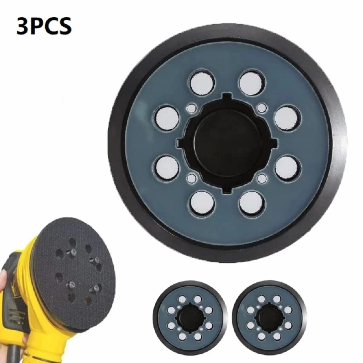 DAZZLEEX Protezione per cuscinetti di supporto, 3 pezzi, 125 mm, 8 fori, per levigatrice DWE6423