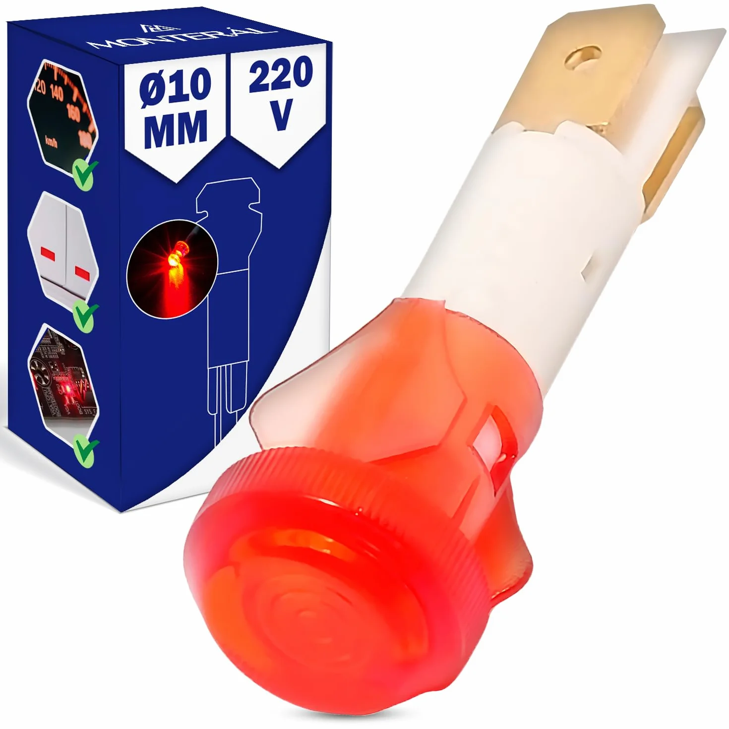 MONTERAL Spia Luminosa LED 220V Ø 10 mm Rosso